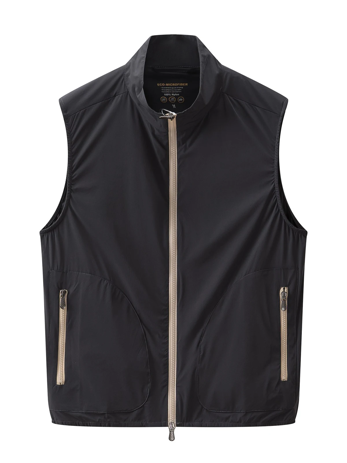 

Европейский легкий быстросохнущий мужской жилет с четырехсторонней эластичной тканью, двойной молнией и воротником-стойкой, в традиционном китайском стиле