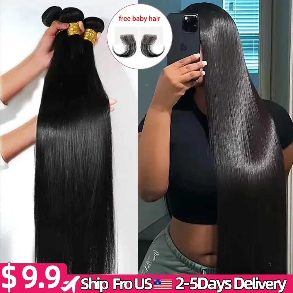 

3, 4, 5, пучки прямых человеческих волос 30, 40 дюймов, 100% пучки человеческих волос, пучки натуральных волос, наращивание волос Remy