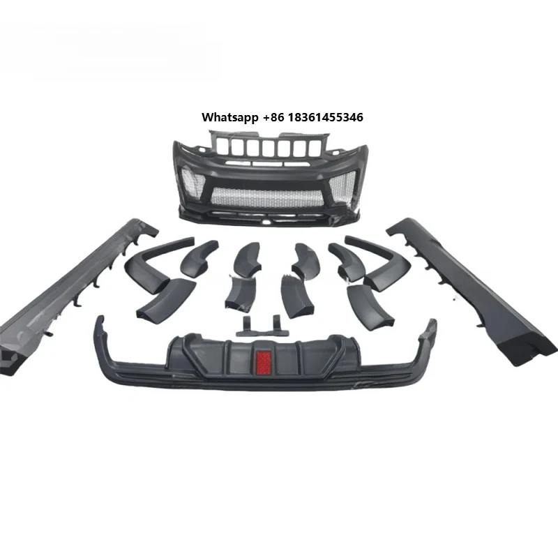 For Grand Cherokee Front Bumper & Wide Fender Flares Exterior Modification Auto Parts Trackhawk Style Wide Body Upgrade Kit