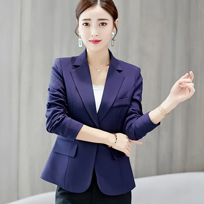 Blazer fino formal preto feminino, blazer feminino, casaco curto casual com bolsos, terno de escritório, Coreia do Sul, 2022