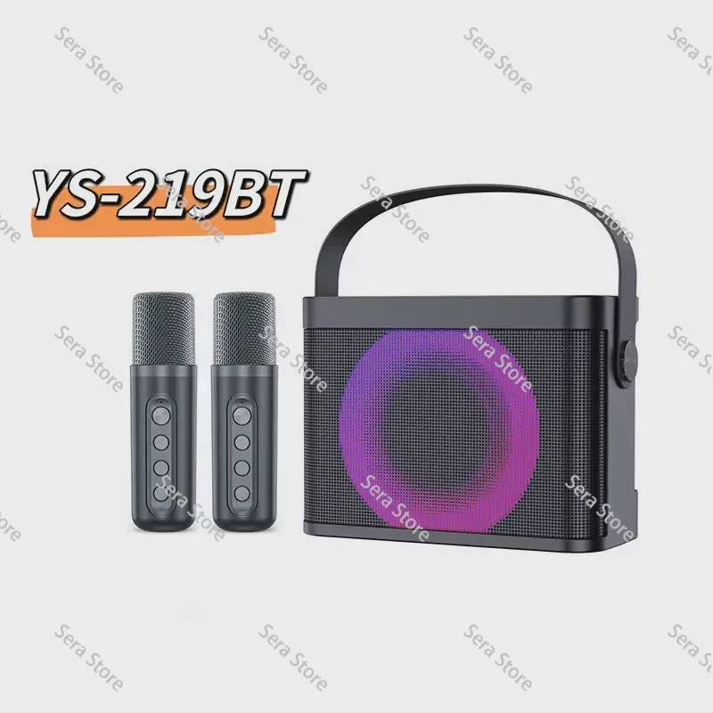 YS-219BT Bluetooth Speaker with Dual Wireless Mics for Home Karaoke KTV and Mobile Singing Portable