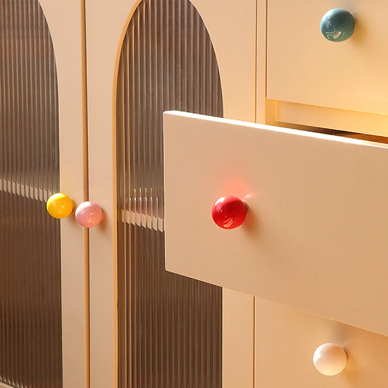Dopamine Round Ball Ceramic Cabinet Handles, Colorful Spherical Decor Drawer Knobs, Stylish Furniture Pulls For Cabinet Dresser