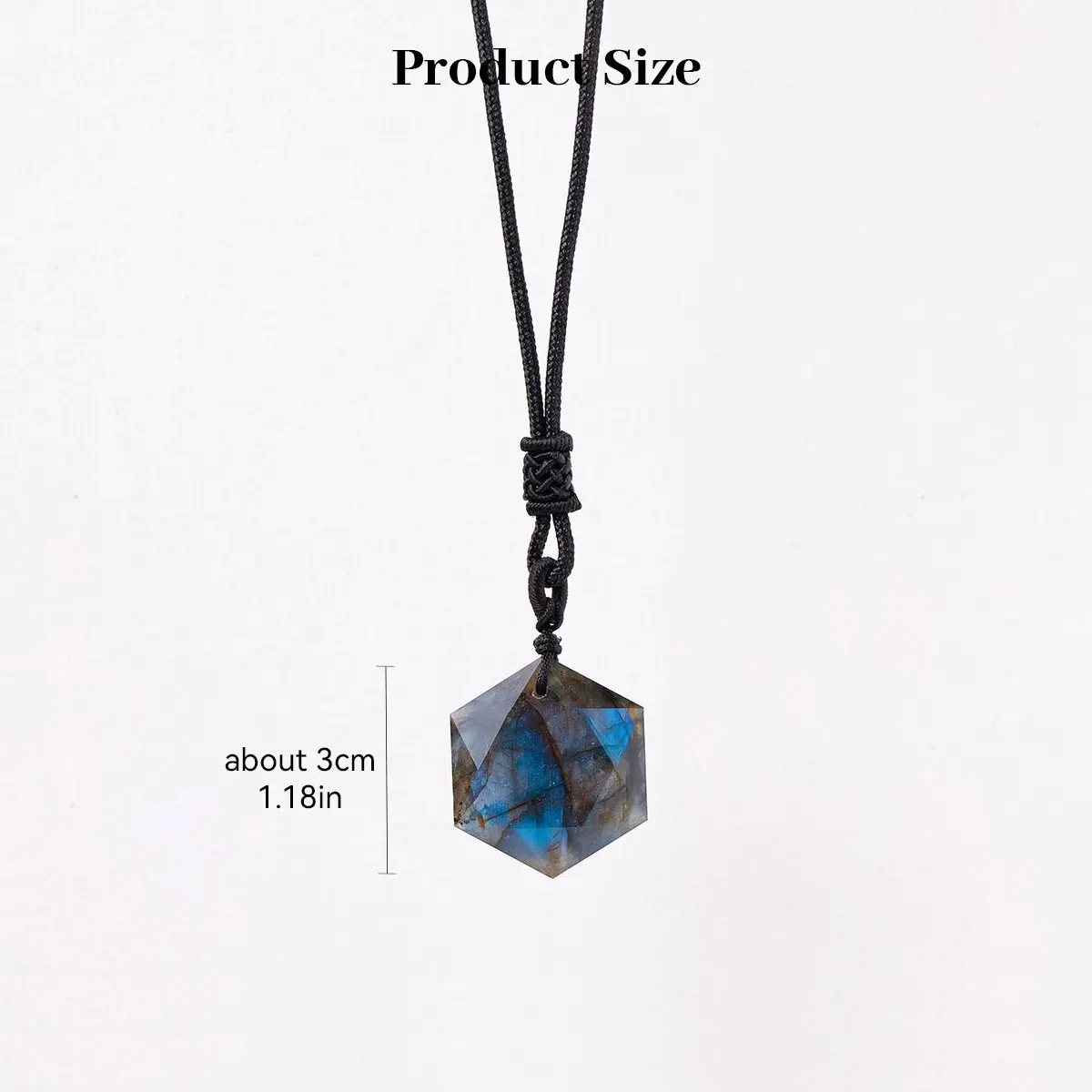 1pc Natural Crystal Labradorite Hexagonal Blue Moonstone Hexagonal Necklace Fashion Ladies Jewellery Pendant Holiday Gift