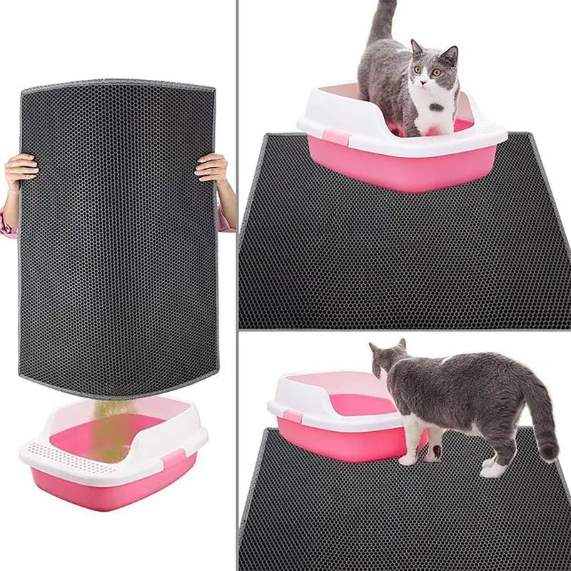 Cat Litter Mat Cat Litter Trapping Mat With Honeycomb Double Layer Kitten Litter Mat Easy Clean Scatter Control Washable