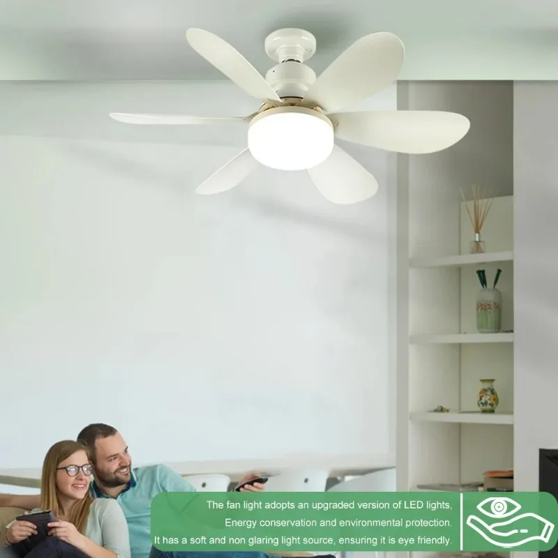 Luz LED Ventilador de Teto para Uso Doméstico, Controle Remoto, Função de Escurecimento, Adequado para Sala de Estar, Estudo, Quarto, E27, 40W