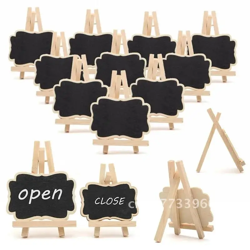 Mini Blackboard Menu De Madeira e Mensagem Label Board, Quadro Portátil, Decoração De Festa De Casamento, Memo Clips, Ornamentos Stand, 5 Conjuntos, Pcs