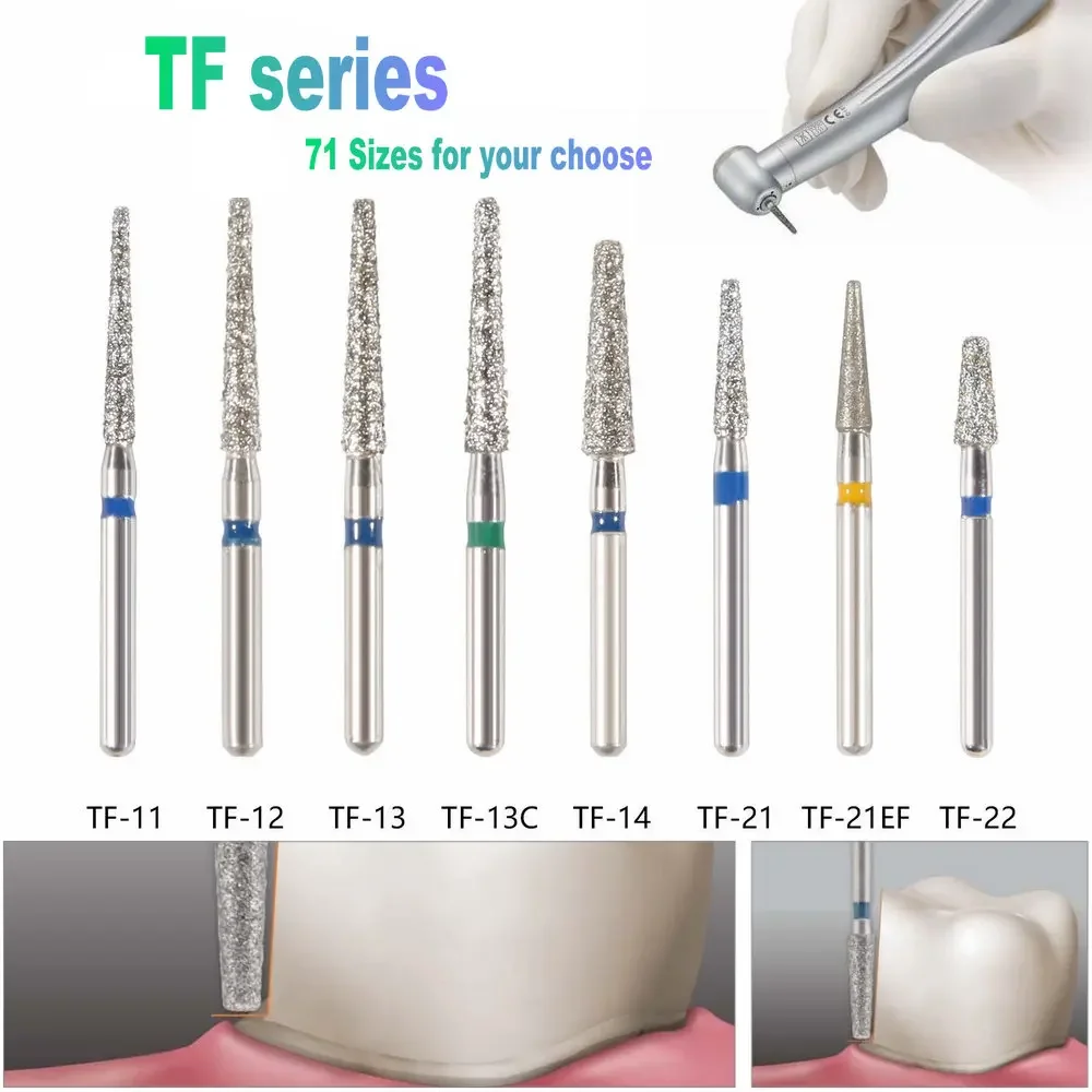 Parallel Shoulder Flat End Dental Diamond Burs for High Speed Handpiece 1.6mm Dentistry Crown Preparation Cavity Preparation