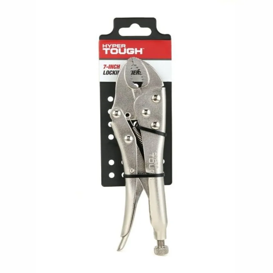 

Hyper Tough 7in Curved Jaw Locking Pliers Adjustable Grip with Hardened Teeth for Clamping Twisting Turning