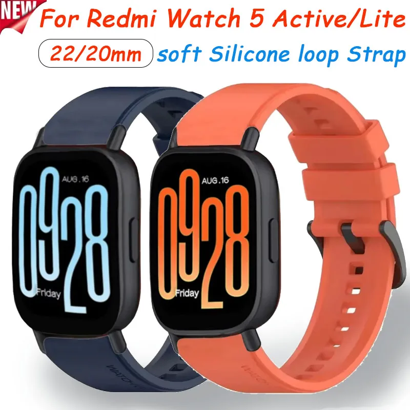 20mm 22mm Skin-friendly Silicone Strap for Redmi Watch 5 Lite Bracelet Replacement Wristband Redmi Watch 5 Active Accessories