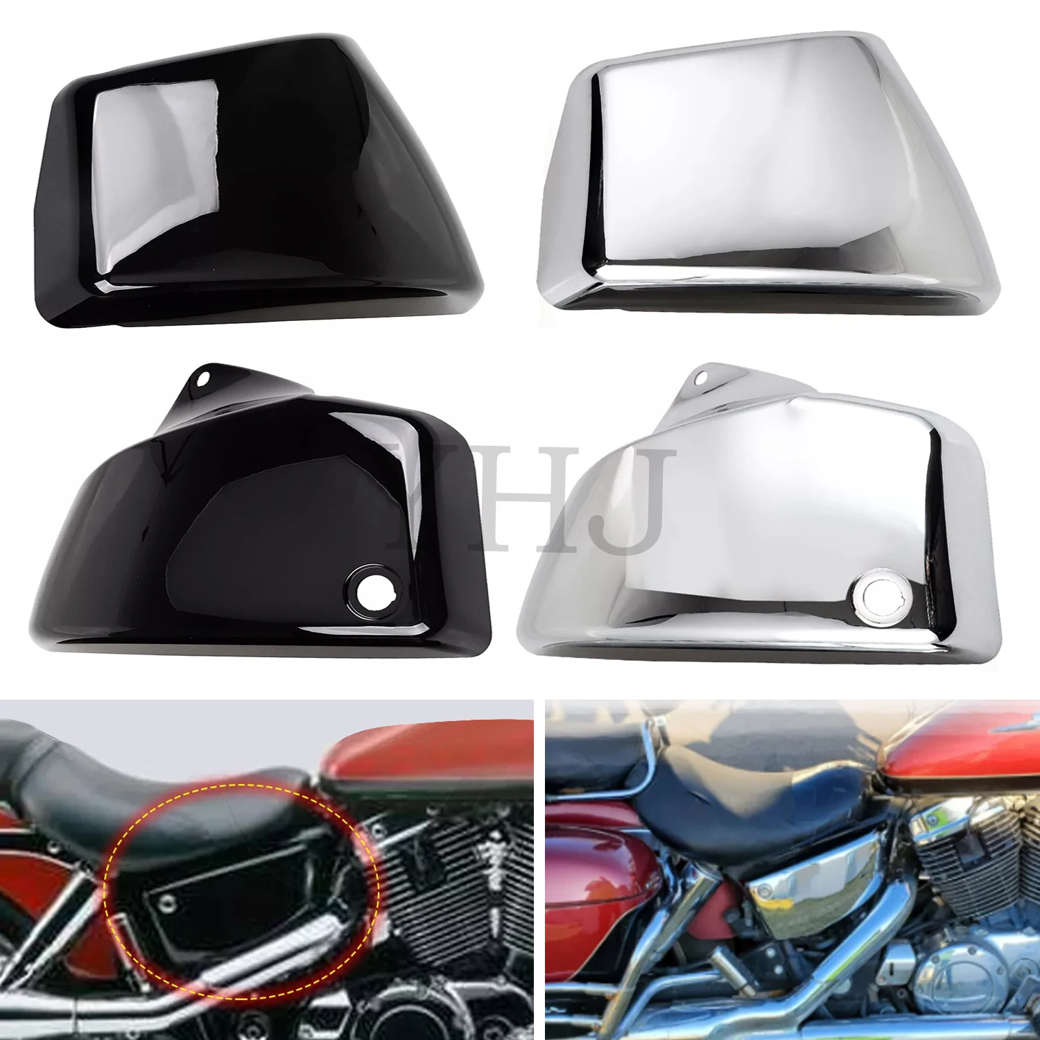 

For Honda VT1100 Shadow ACE Spirit Sabre 1999-2008 Motorcycle Battery Side Fairing Cover ABS Plastic Gloss Black/Chrome