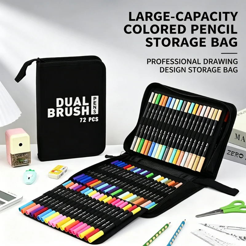 

72/120/168 Colors Art Markers Set with Fine & Brush Tips, Coloring Pens with Portable Case for Kids Adults Drawing, Sketching,