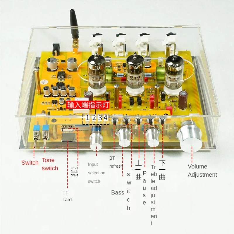Nvarcher بلوتوث 5.0 HiFi Preamp الإلكترونية أنبوب لهجة المضخم ES9023 DAC USB TF AUX بطاقة المدخلات DC12V