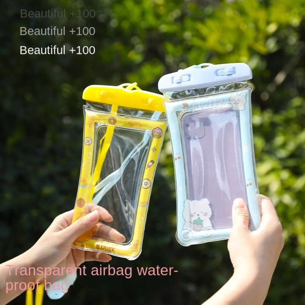 Cartoon Waterproof Phone Case Cute with Strap Lanyard Air Bag Shockproof Phone Bag Touch Screen Mobile Phone Seal Bags