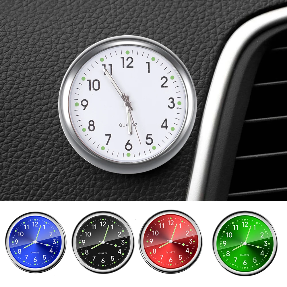 40mm Mini Car Clock Luminous Auto Stick-On Digital Watch Mechanics Quartz Motorcycle Clocks Auto Ornament Car Accessories