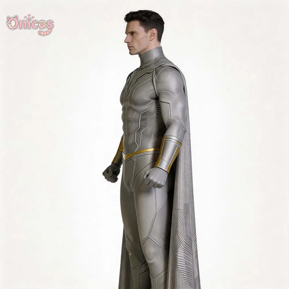 Wandavision Vision Cosplay Costume White Male Vision Jumpsuit Cloak Superhero Bodysuit Cape Full Set Halloween Carnival Onicos - view 4