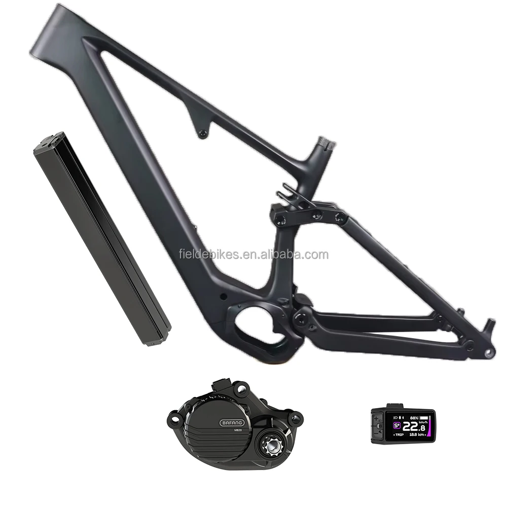 E67 Frame+Motor+HMI+Battery 29ER Toray T800 Carbon Fiber Full Suspension Brushless Bafang M820 Mid Drive Motor BTF014 410WH Kit