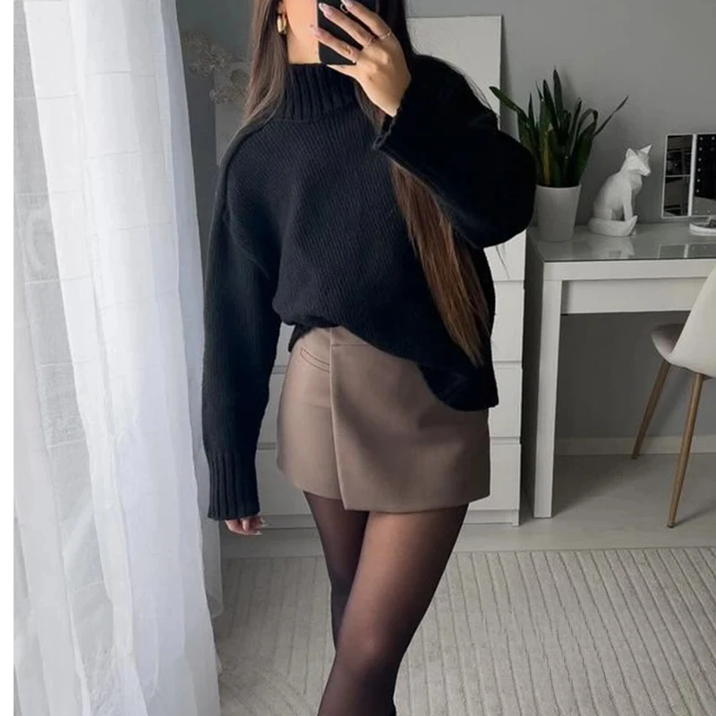 

Elegant Split Front Mini Skirt Shorts with Pockets - High Waist Office Ladies Fashion 2025 | Vintage Chic Workwear