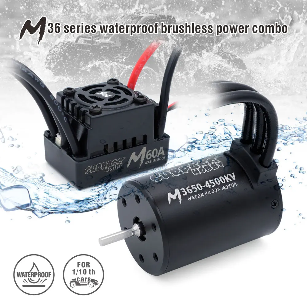 M2838/2845/540/3650/3660 Waterproof Brushless Motor M45A/60A ESC Combo for 1/10 1/12 1/14 1/16 RC Car Traxxas Off-Road RC Parts