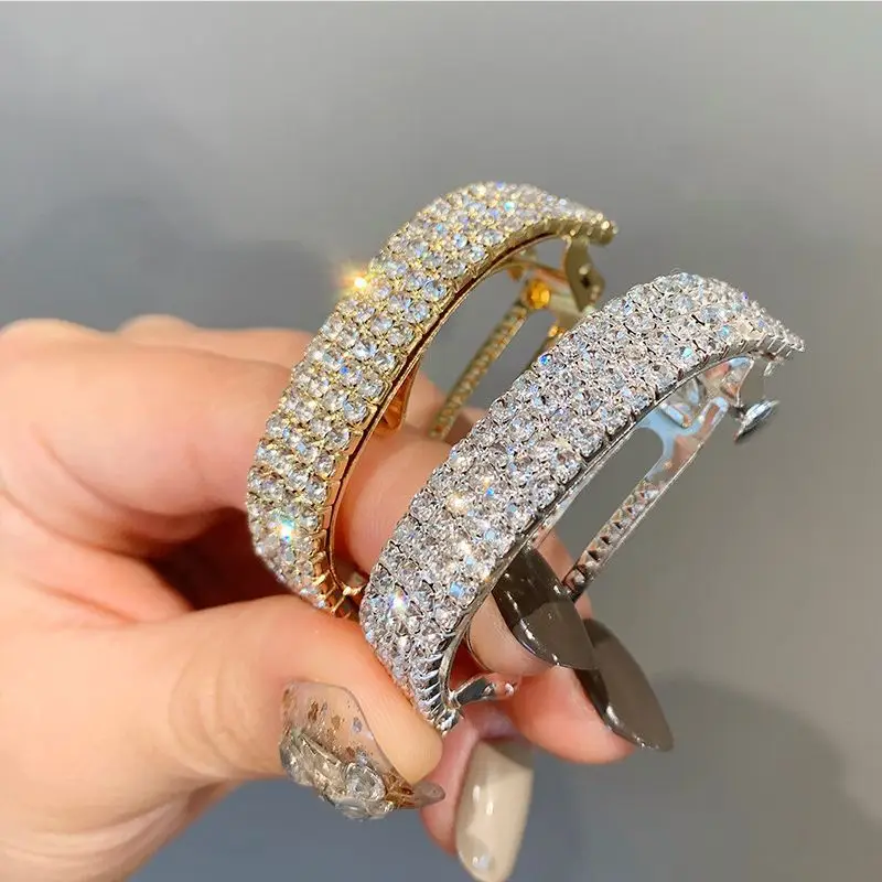 New Korean version of the low ponytail rhinestone hair buckle, half hair on the back of the head, spring clip headdress - Image 3