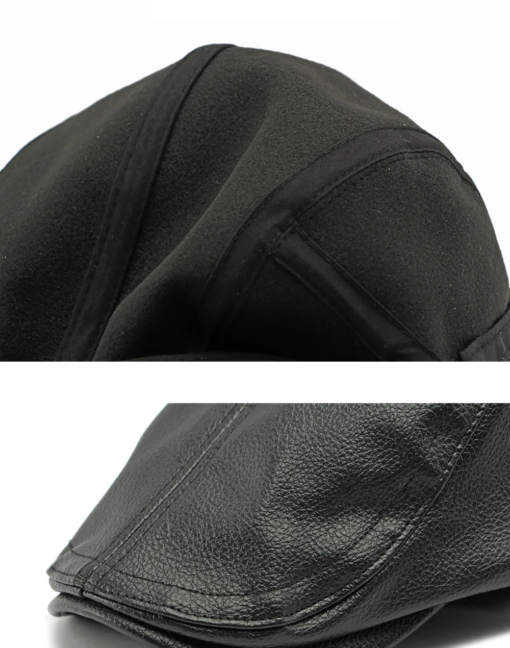 HT4953 Herren- und Damen-Baskenmütze, Vintage-Künstler-Malermütze aus PU-Leder, flache Ivy-Mütze für Damen und Herren, dicke warme Herbst-Winter-Baskenmütze – Detail 13