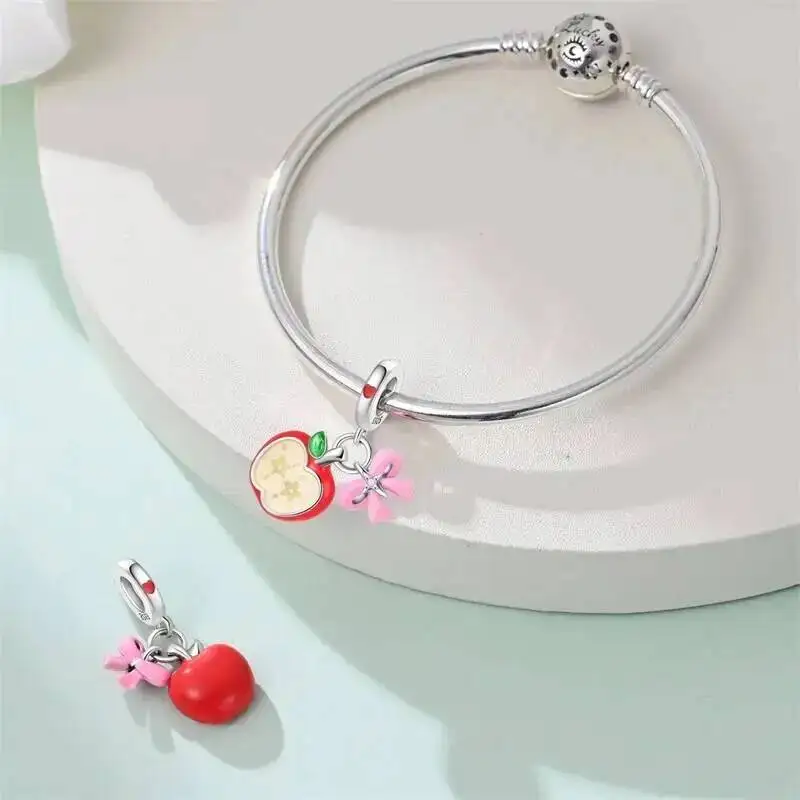 New 2026 925 Silver Fruit Cherries Charms Minnie Bow Bead Fit Bracelet Necklace For Women Pendants DIY Jewelry Gifts wholesale view 5