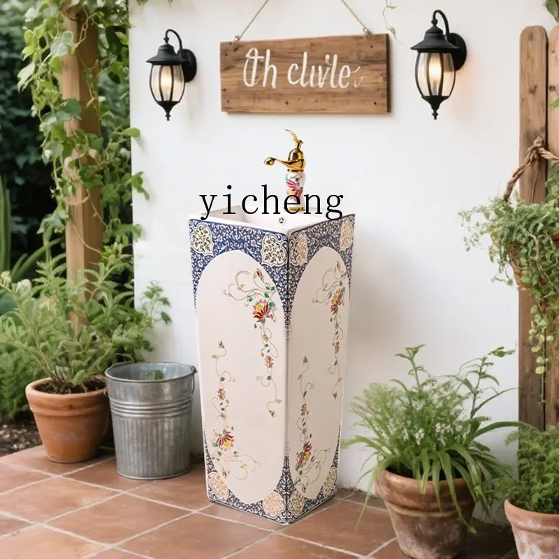 square column basin, courtyard balcony, vertical wash basin, bathroom, column washbasin