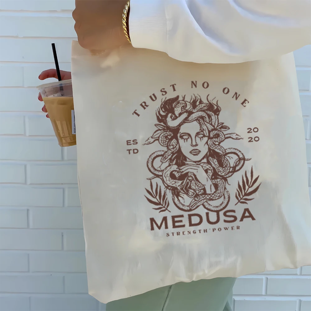 Medusa Canvas Bag Greek Culture Greek Mythology Greek Goddess tote bag Snake Patterned Shopping Bag Witchy Feminism Shoulder Bag