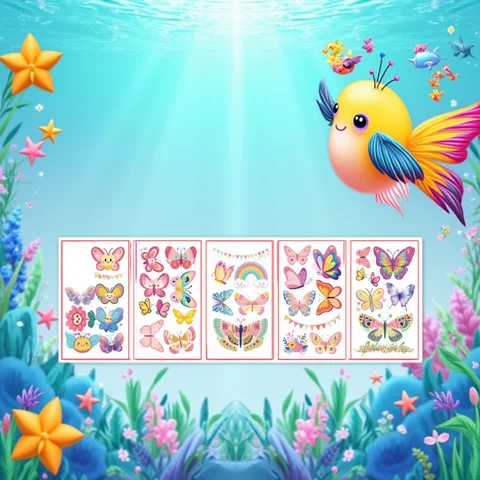 10 ark fjärilsfalsktatuering för flickor vattentät sjöjungfrudesign tillfälliga tatueringsklistermärken kroppsdekoration födelsedagsfestpresenter 10 best sales örttatuering - №7
