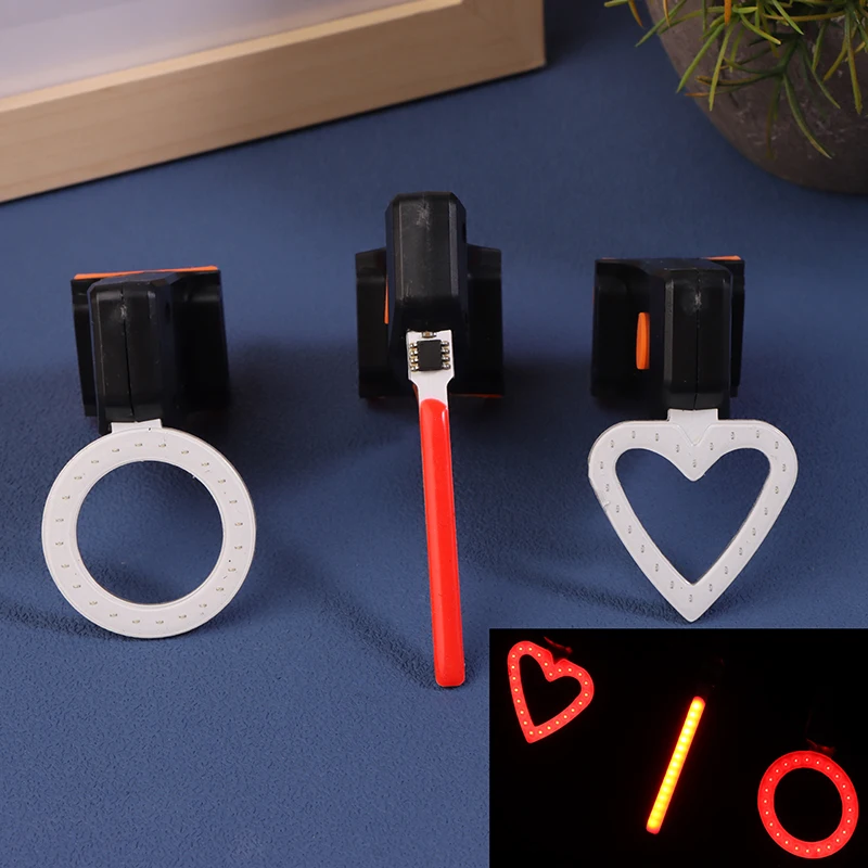 Bicycle Tail Light Cycling Lamp Heart Round Flowing Water-shaped USB Rechargeable Bike Rear Lamp Led Flash Tail Rear Lights