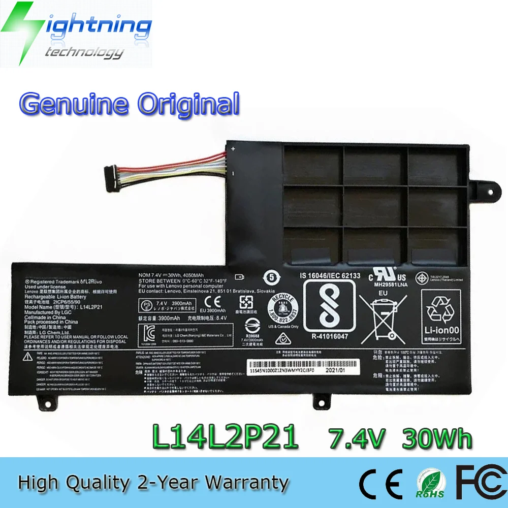 New  Original L14L2P21 7.6V 35Wh 4610mAh Laptop Battery for Lenovo Yoga 510-14IKB 510-15ISK L15L2PB1 L15M2PB1 L15C2PB1