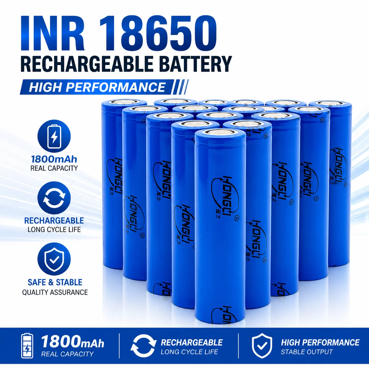 18650 3.7V 1800mAh Rechargeable Li-ion Battery - High Capacity for Power Tools Flashlights Children's Toys Remote Control