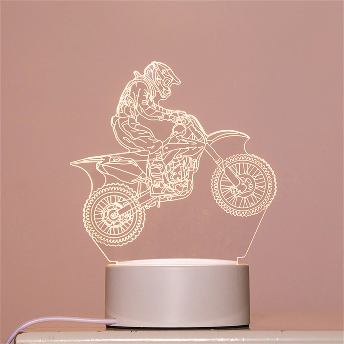 1pc Motorcycle  3D Night Light, 3D Optical Illusion Lamp With Touch, 7-Color Changing Ambient Light For Bedroom