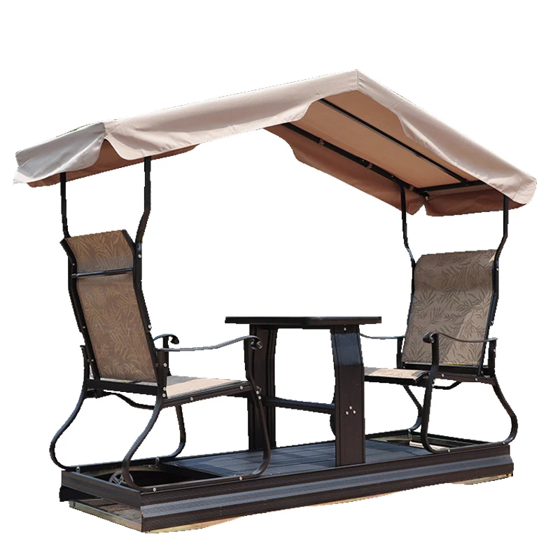 High Quality Swing Chair Garden 2 Seater Dynamic Rocking Chair Texlene Roof Outdoor Metal Patio Wrought Iron Patio Swings