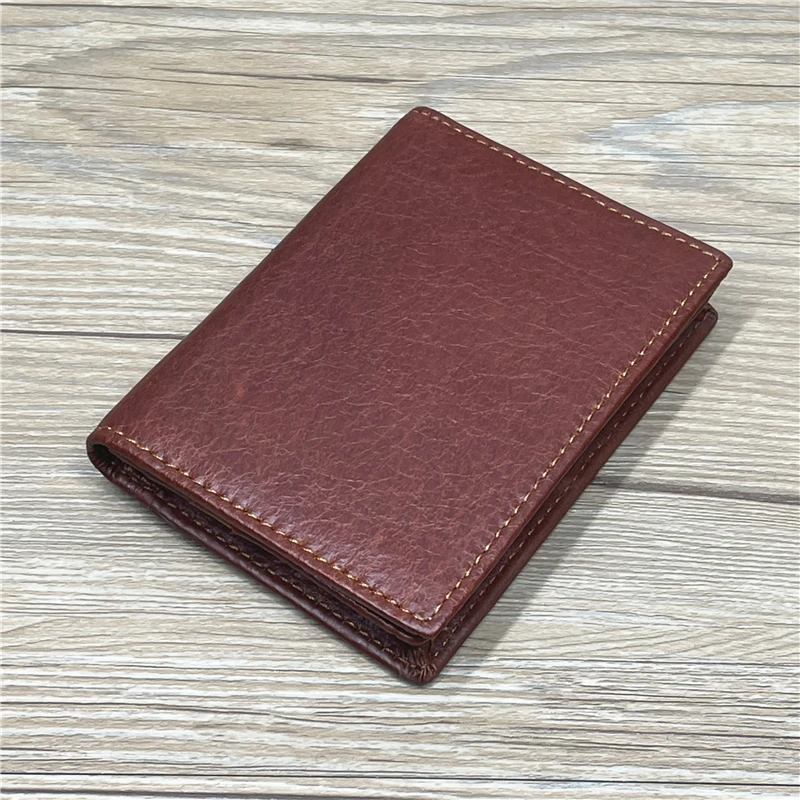 Porte-cartes en cuir véritable pour hommes, Vintage, court, pliable, étui de carte de crédit, portefeuille avec fenêtre d'identification