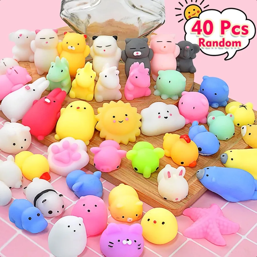 

Squishies 40 шт. Мягкие игрушки Mochi Сувениры для вечеринок для чулок Мини Kawaii Squishy Коробка сокровищ Игрушки для классного приза