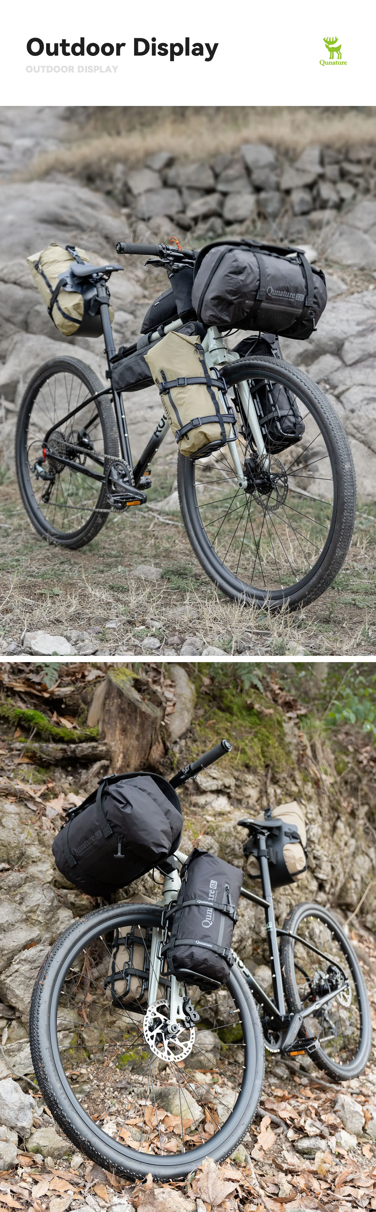 Qunature 2 Teile/satz Fahrrad Tasche Träger Lenker Rack Radfahren RB MTB Wasserdichte Touring Bike Kompression Fahrrad Rack Tasche Radfahren – Detail 24