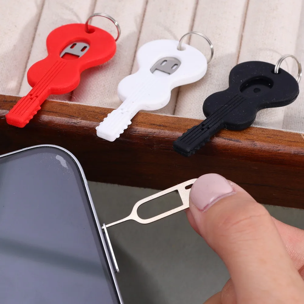 紛失防止SIMカードイジェクトピン、収納ケース付き、ユニバーサル携帯電話用ステンレス製SIMカードオープナーピンキーホルダー（1～3個）