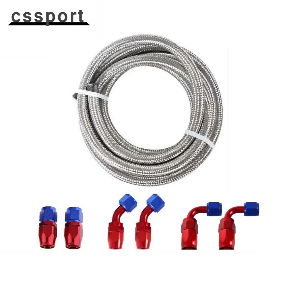 

16FT Stainless Steel Braided 6/8/AN CPE Fuel/Oil/Gas Hose Line & Fittings Kit