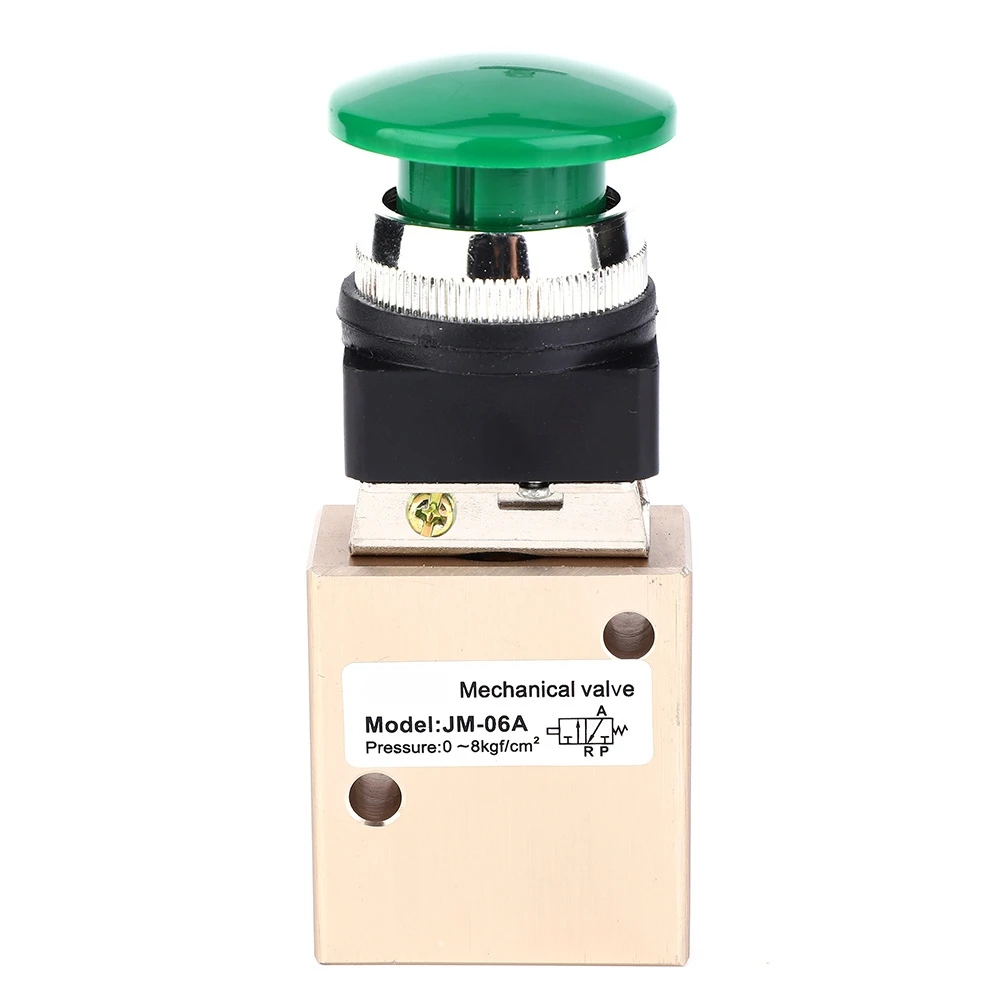 JM-06A Pneumatic Mechanical Valve 2 Position 3 Way Spring Return Push Button PT1/4in Valve