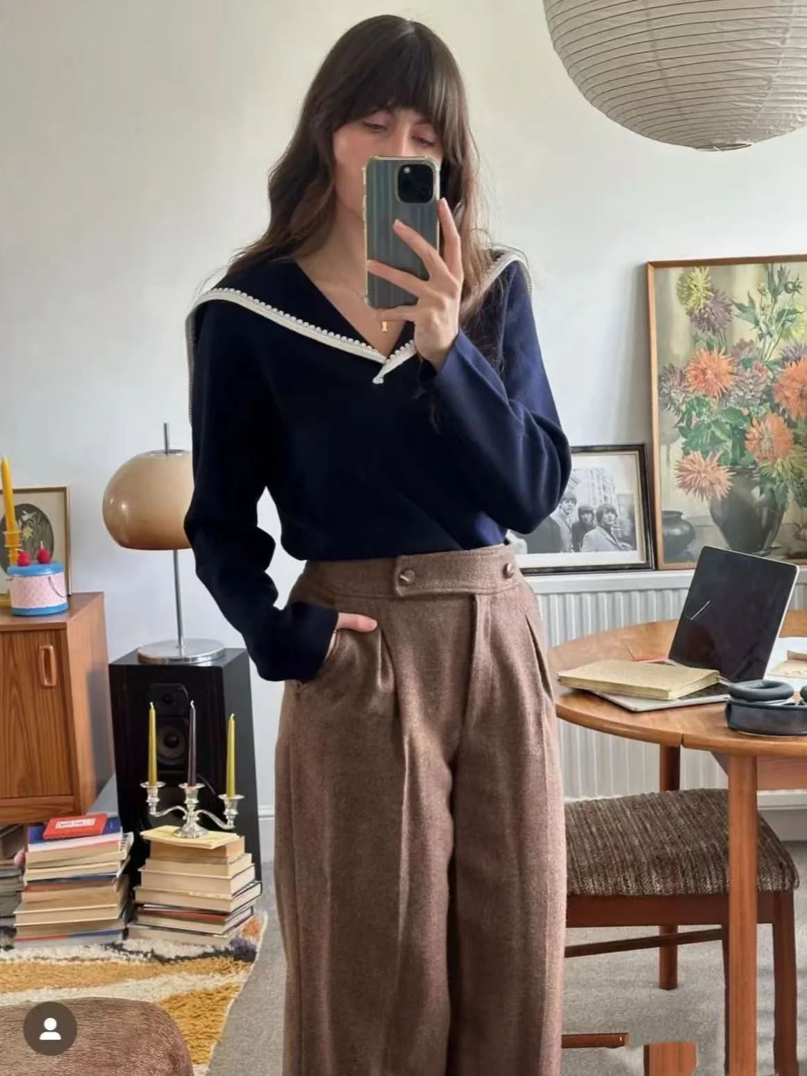 

French Sle Long Sve Woolen Sweater Women's Crew Ne Pullover Knitted Top Color Blo Collar Decoration Side Simple Design