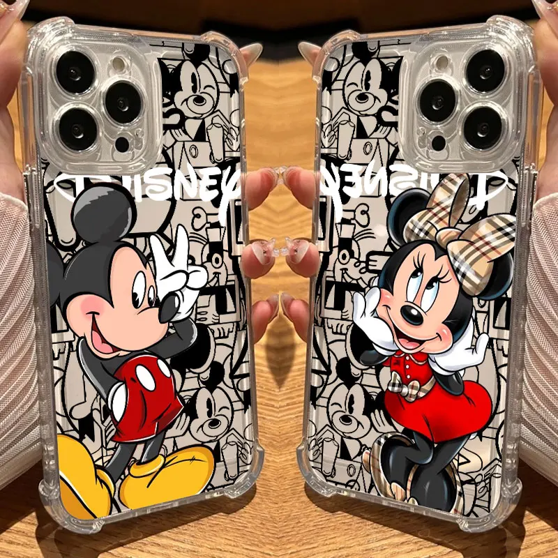 

Fashion Disney Mickey Minnie Clear Case For iPhone 17 16 15 14 13 12 11 Pro Max 16e 17e Air 13 Mini 15 Plus XS X 7 8 Phone Cover