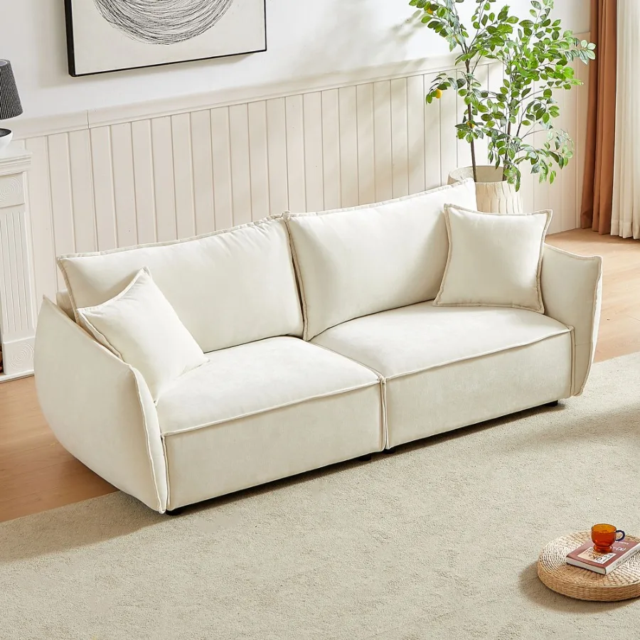 

MH88 Modern Living Room Sectional Wide Living Room Sectional Stylish chenille Triple Sectional with Extra 2 Pillows Thickly Pad