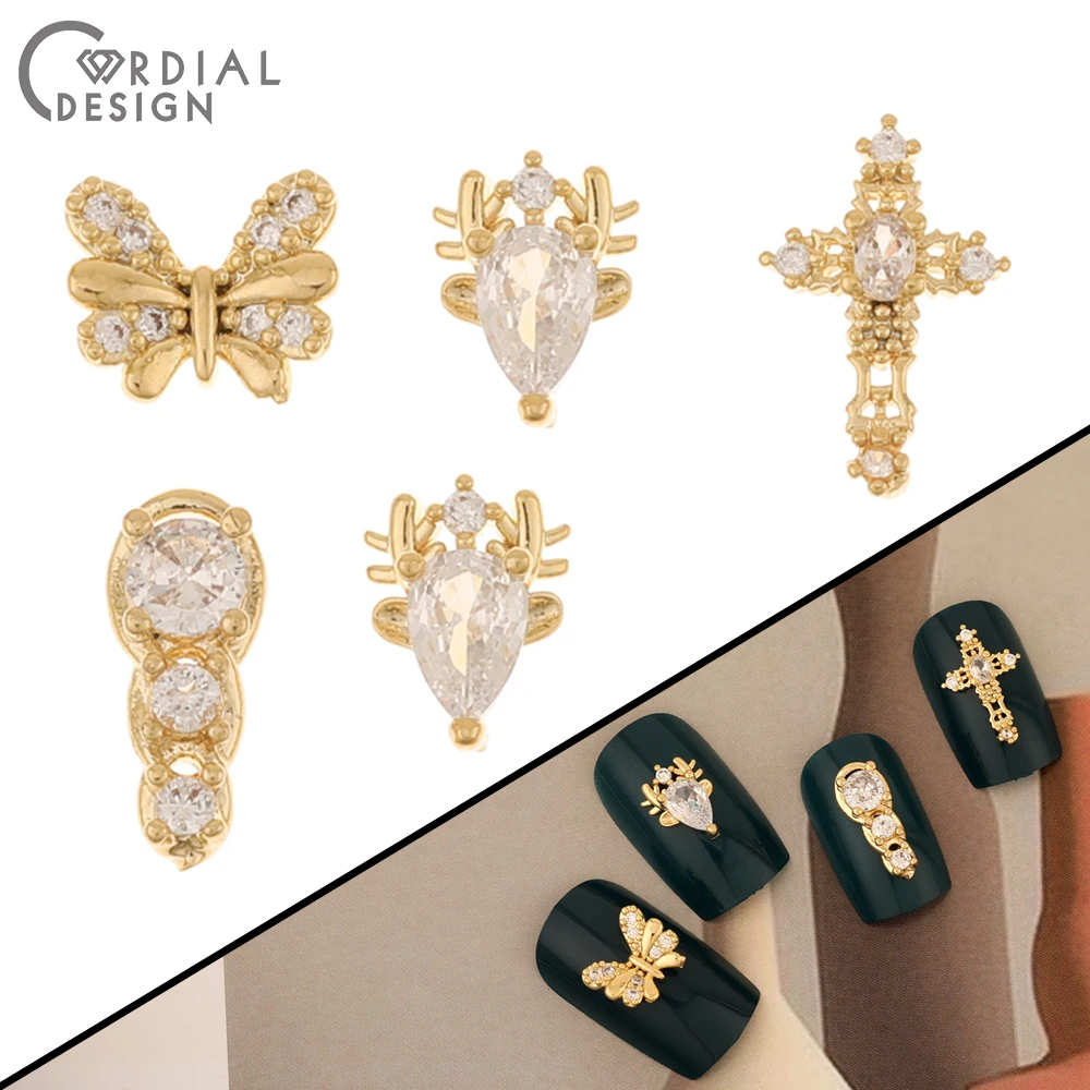 

Cordial Design 50Pcs Fingernail Accessories/Cubic Zircon/Genuine Gold Plating/DIY Making/Hand Made/Jewelry Findings Components