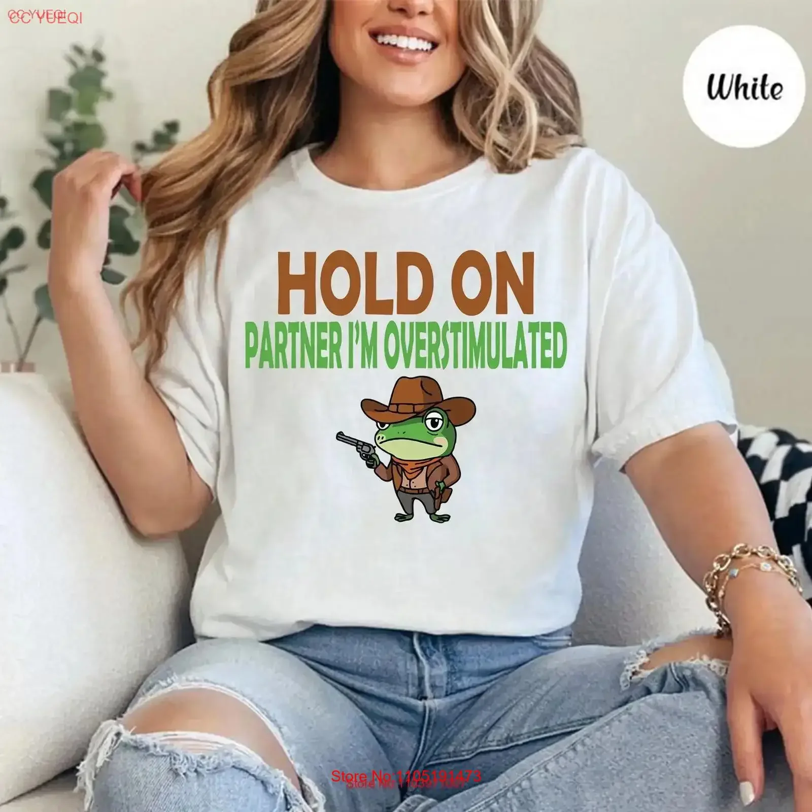 

Футболка с надписью «Keep on Partner im», забавная лягушка, одежда Weirdcore, белый слон, подарки, большой круглый вырез, bella i Stylish