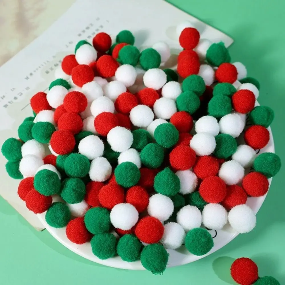 100 Stück 10 mm Pompom-Pelzkugeln, Weihnachtsfarben, DIY DIY Pom Pom Ball, Mini-Süßigkeitsfarben, DIY-Plüschball-Kleidung