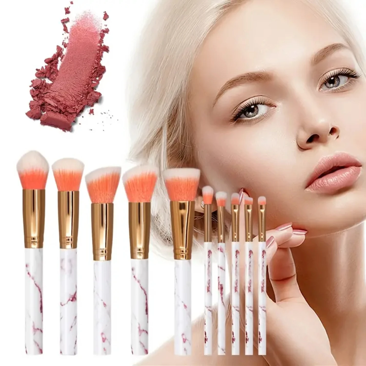 10pcs Makeup Brushes Set for Powder, Eye Shadow, and Blush