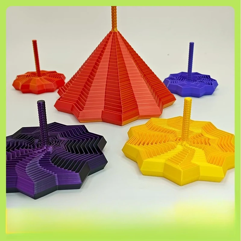 3D Printed Radish Tower Polygonal Spiral Tower with Handle Optical Illusion Creative Stress Relief Fidget Toy