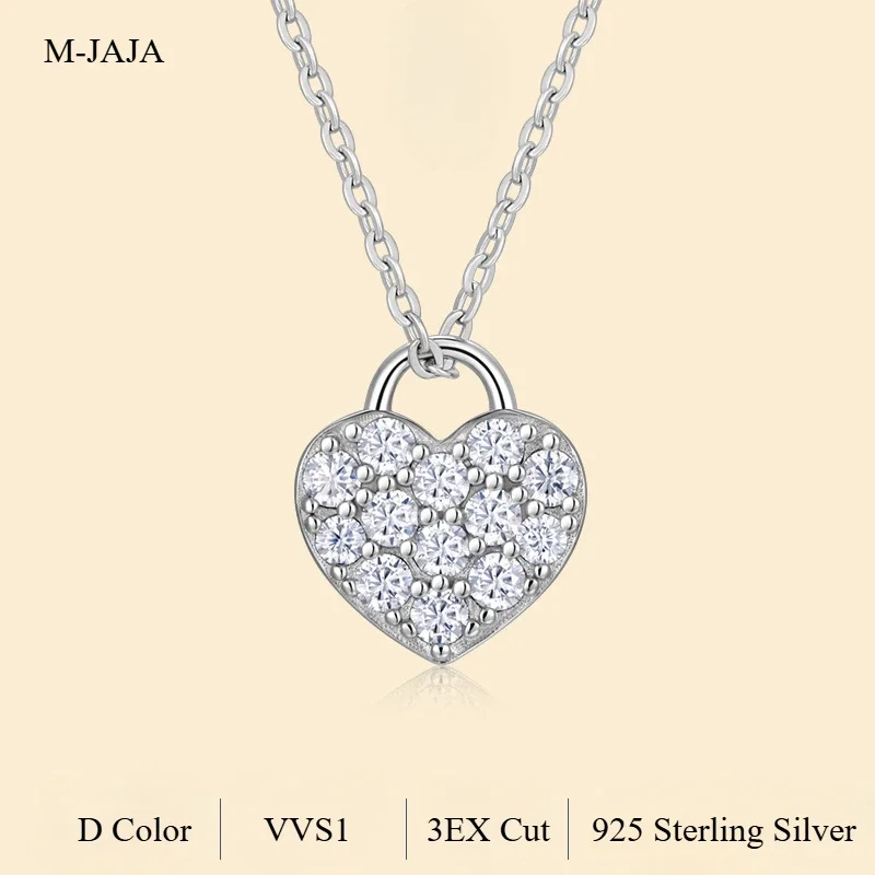 

LinkerLove S925 Sterling Silver Chain D Color VVS1 Moissanite Heart Pendant Necklace for Women Sparkling Wedding Fine Jewelry