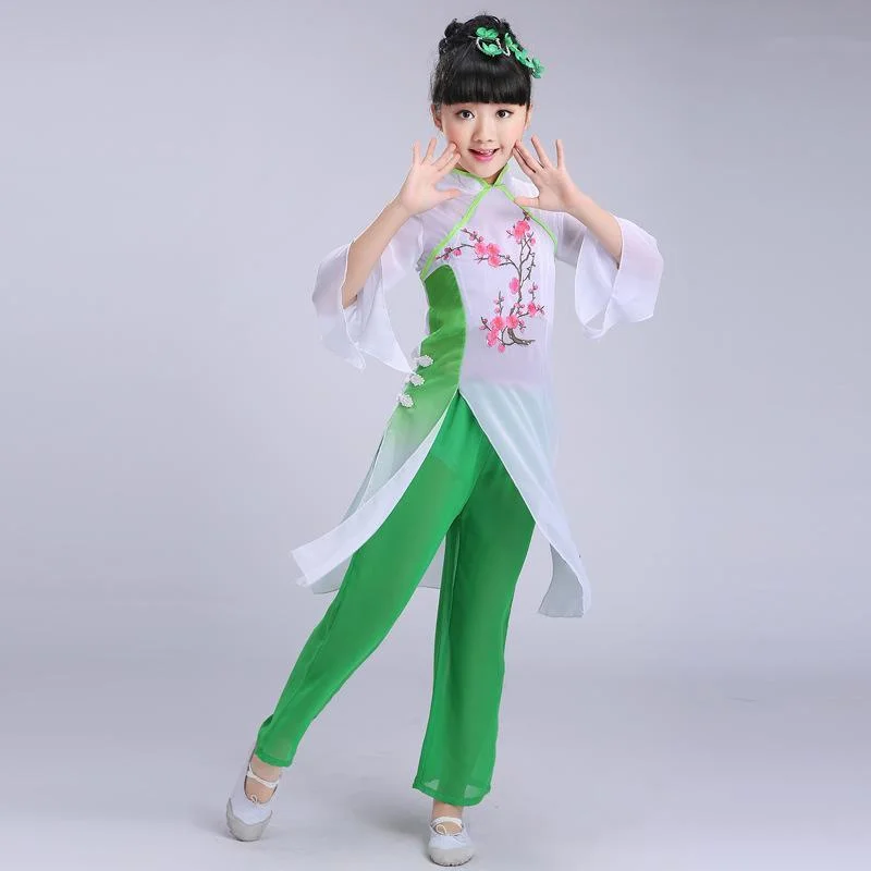 Stage Wear Dance Costumes Children Performance Yangge Suits Classical Fan Performances