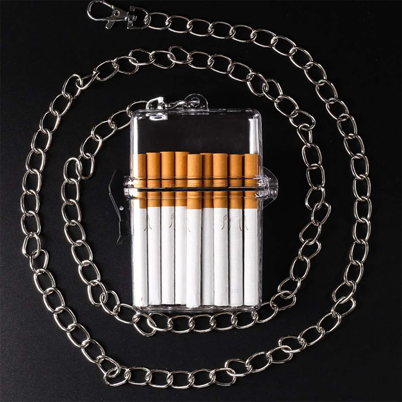 Various Colors Chain Neck-hung Cigarette Case Plastic Transparent Portable Anti-Pressure Lighter Storage Travel Club Storage Box